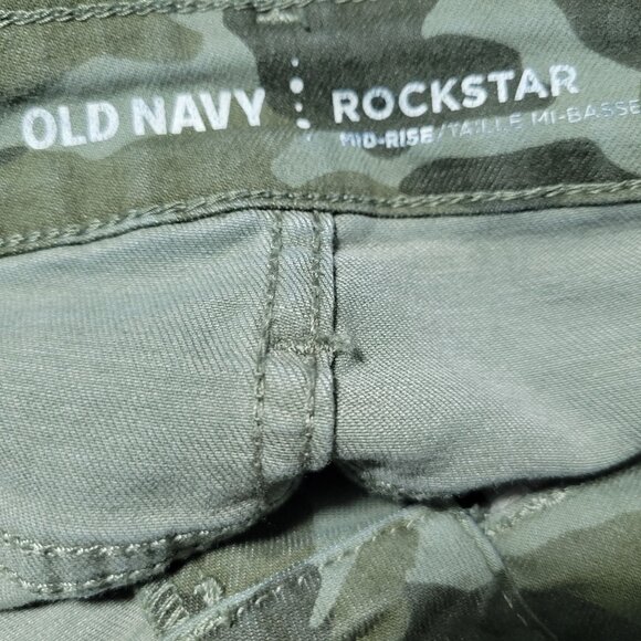 Old Navy Rockstar Mid Rise Jeans Womens Size 4 Skinny Camouflage Green Denim - Picture 5 of 6